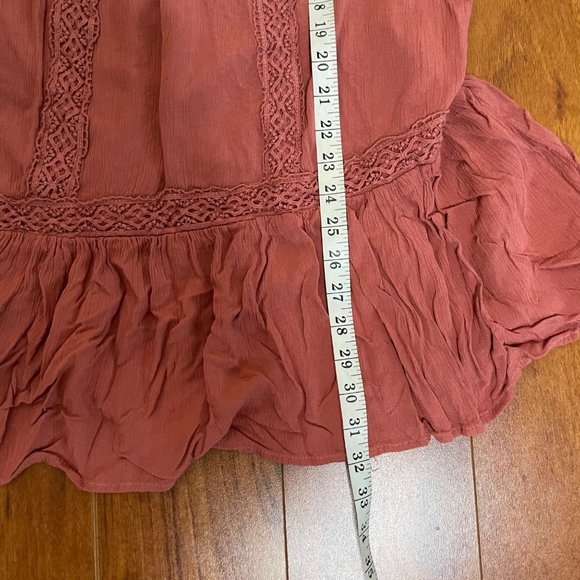 Knox Rose Peasant Boho Lace Peplum Tunic Cold Shoulder 3/4 Sleeves Mauve Size M - Picture 8 of 11